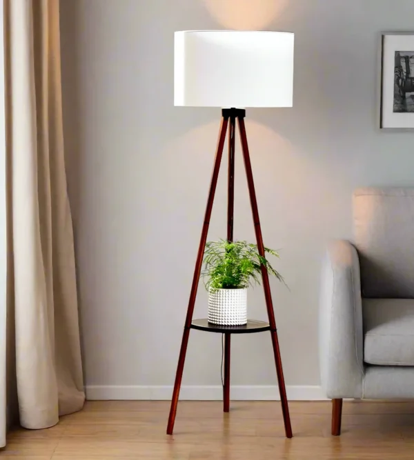 Wooden Tripod Floor Lamp
