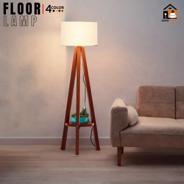 Wooden Tripod Floor Lamp